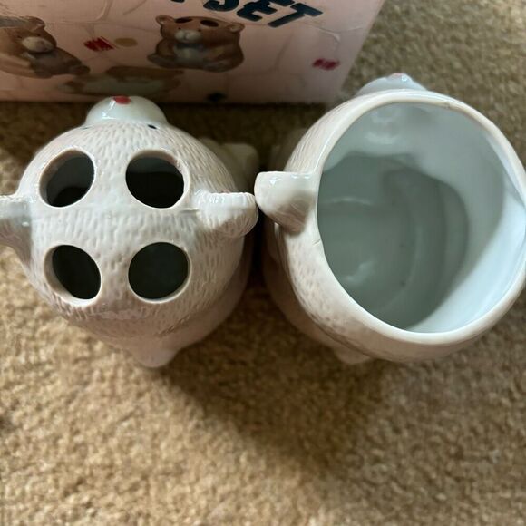 Vintage Porcelain Bear 3 Piece Bathroom Set 1987 Japan - Picture 10 of 11